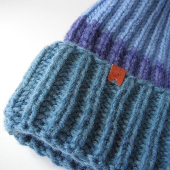 Hand Knitted Hat Toque  Adult Size - M Acrylic Blue/Purple - 010 Hand knit by me - Picture 8 of 8